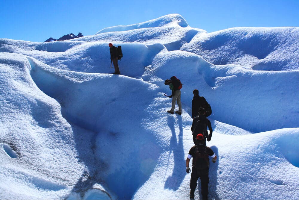 Crampon Station at Perito Moreno Glacier. Big Ice Tour. Lateral