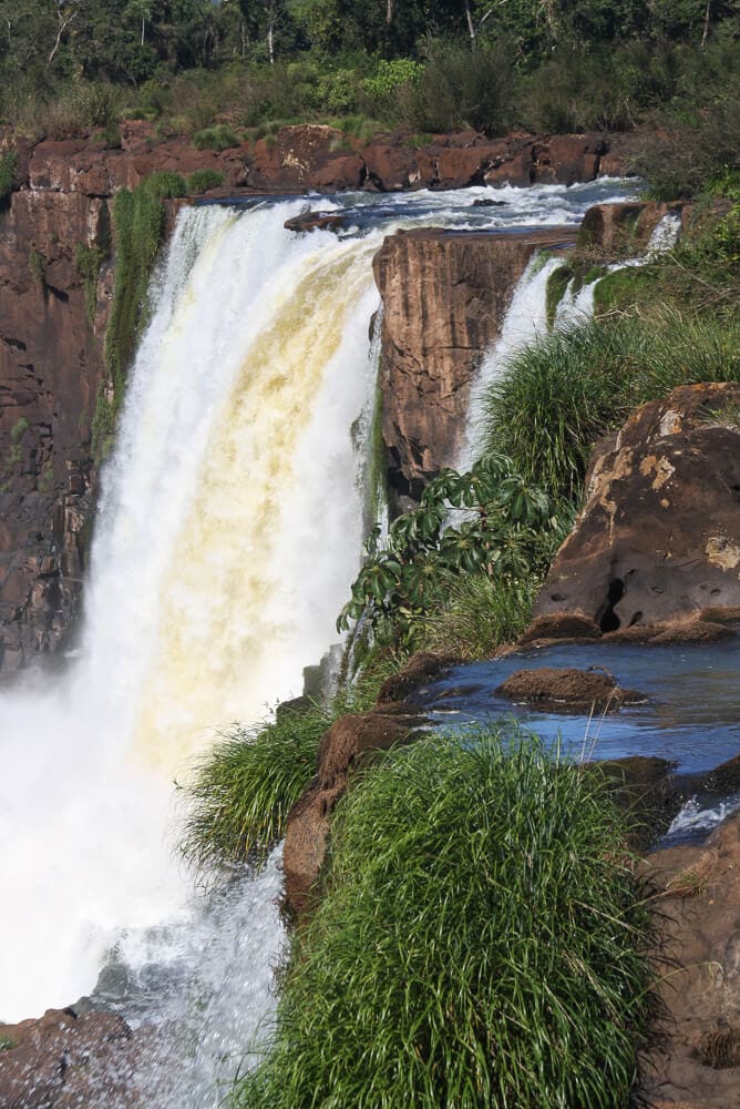 Waterfalls pour down over rocks