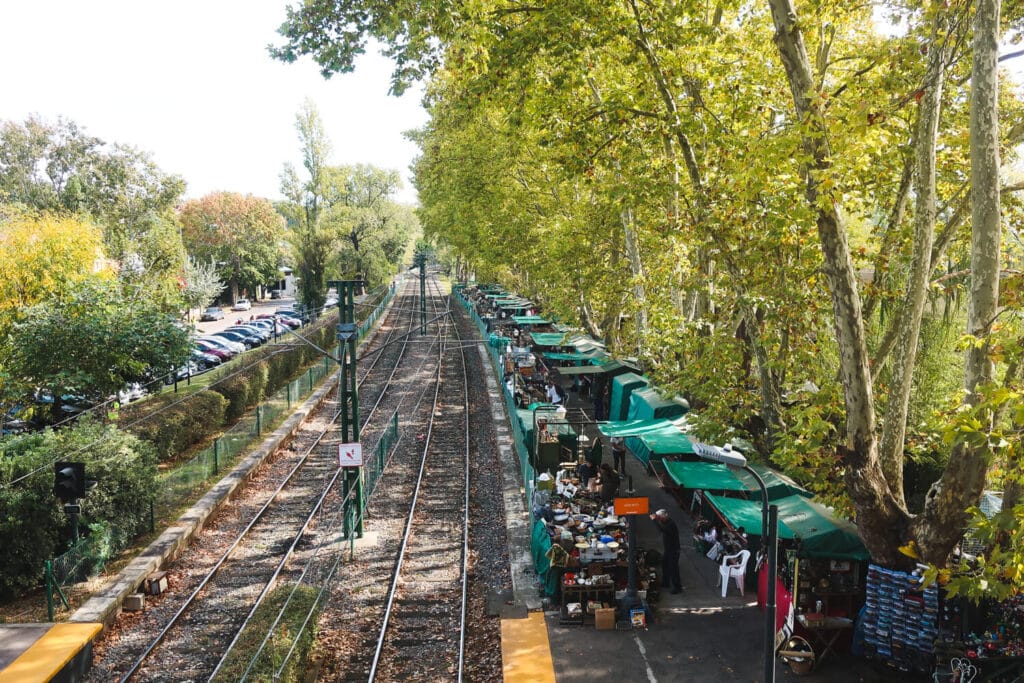 An antique market covers an entire train platform