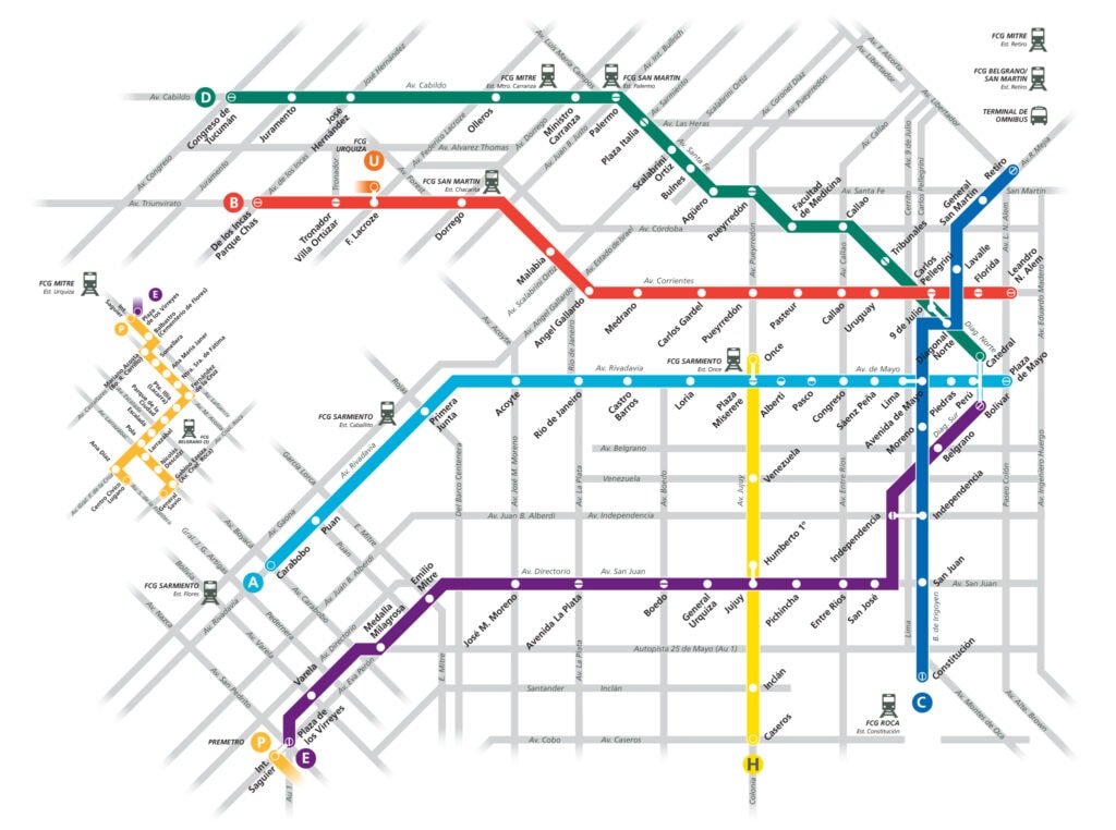 Map of Buenos Aires Subte System