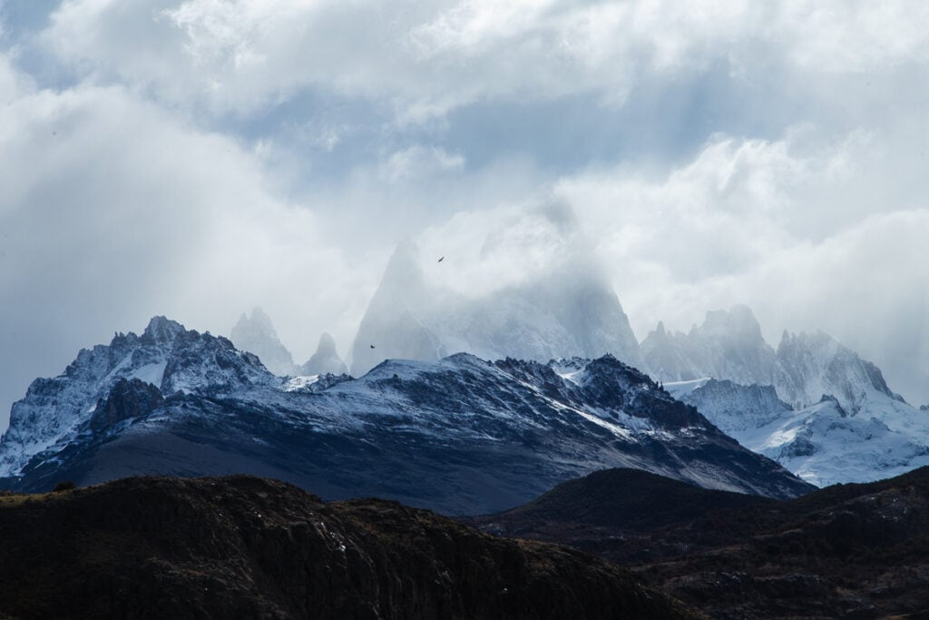 Condors fly in the mountains