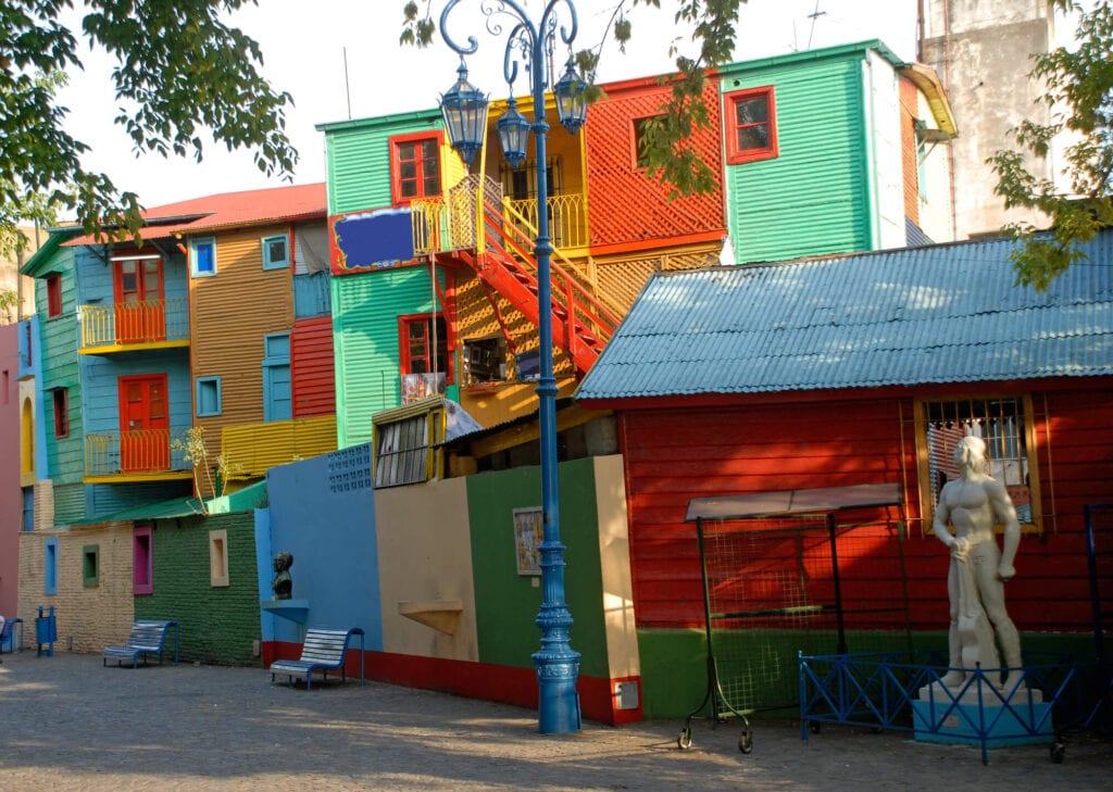 A street of colorful houses