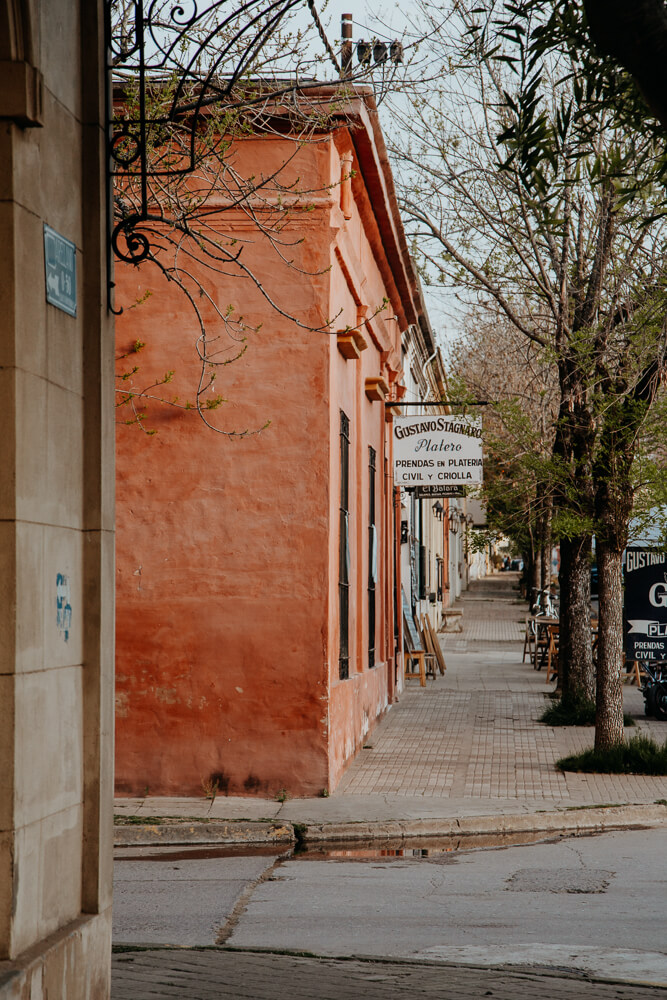 Single story historic bulidings in a small Argentine town