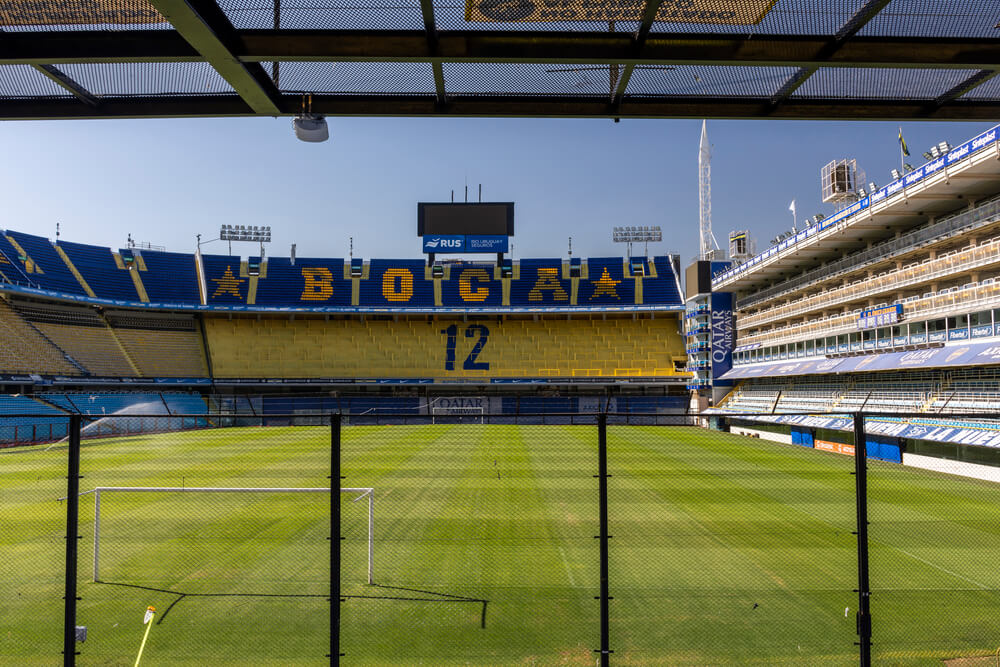 Blue and yellow seats in a Buenos Aires futbol stadium