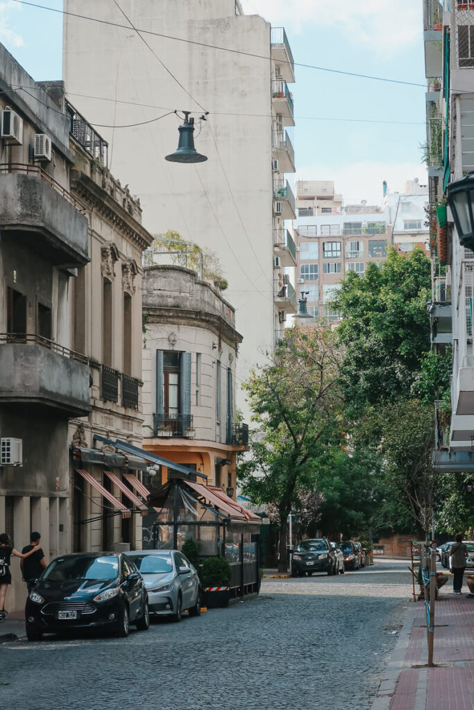 A cobblestone street in historic San Telmo Buenos Aires